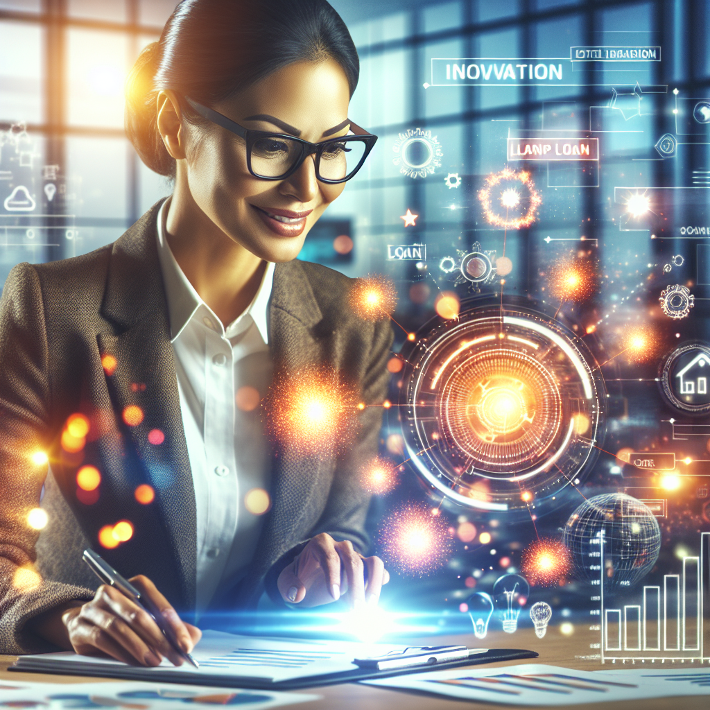 En optimistisk entreprenør som undersøker oppstartslån muligheter med en lys og innovativ bakgrunn